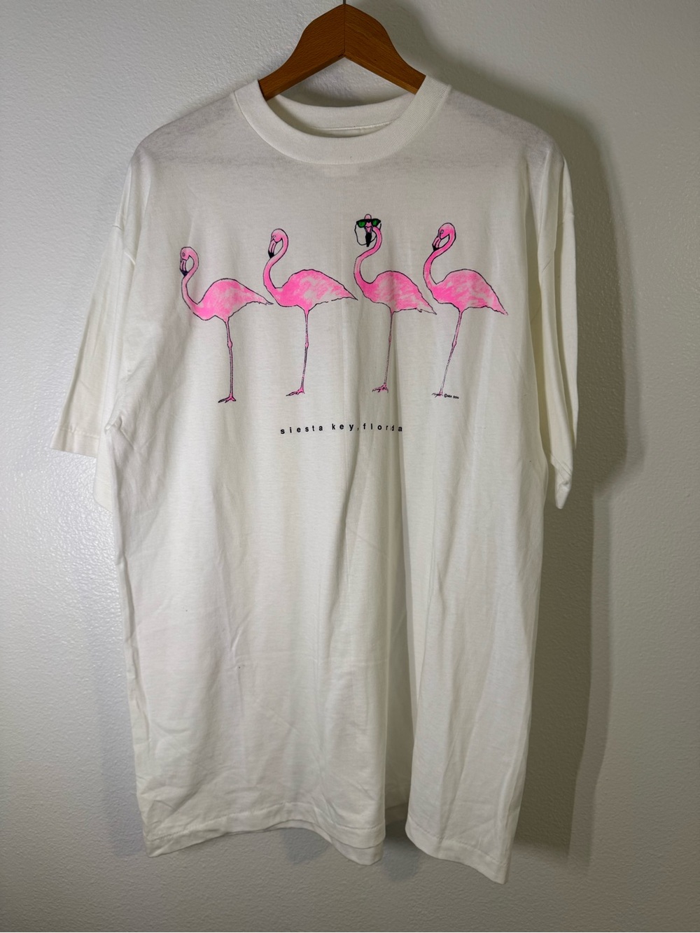 Vintage Sea Dog Single Stitch White Flamingo Florida Graphic T Shirt Large